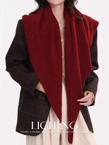 100% Wool British Triangle Scarf Luxe Versatile Super Cozy   Scarf Women Winter Comfortable Gentle Sweet Korean Scarf
