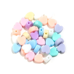100pcs/lot Colorful Heart shape Beads Big Hole Loose Spacer Acrylic Beads For DIY Charms Bracelet Necklace Accessories Wholesale