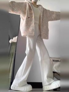 Laid-back Style Pink Hooded Knitted Jacket Womens Spring Autumn 2025 New High-End Early Autumn Winter Sweater Cardigan Top