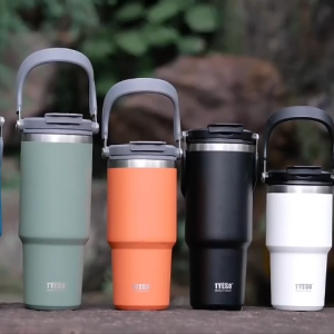 [ANM TRADING] TYESO Tumbler Handle 2 in 1 Coffee Cup Stainless-steel Thermos Bottle Portable Vacuum Insulated Bottle 750 / 900 / 1050 / 1200 ml