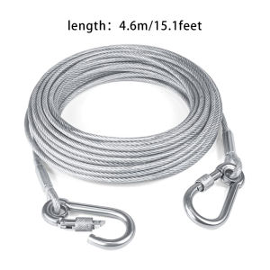 Double-headed Dog Tie Out Cable Leash raction rope with metal buckle steel wire anti-rust training collarOutdoor Dogs Strap