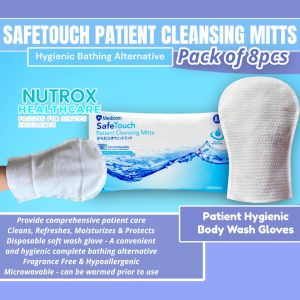 Patient body washing CLEANSING MITTS (8pcs/pack) Body wash glove hygienic bathing alternative Patient care Cuci Badan