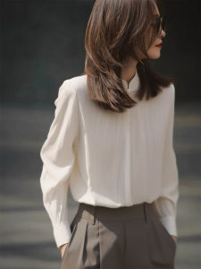 DANTING | Elegant High-end Chinese Style Long Sleeve White Shirt for Women