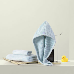 Antibacterial Thick Absorbent Hair Drying Cap Combination with Head Towel Bath Towel Hair Wrap Towel Mercury Home Textile