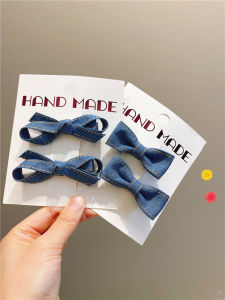 Kids Hair Accessories Sweet Cool Denim Fabric Girl Bowknot Hair Ring Baby Hair Rope Headband Hairpin for Girls Headdress