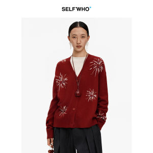 Firework Design Red Turtleneck Sweater
