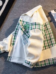 LIIEN NOOS Kẻ Caro Bóng Chày Áo Khoác Nam Thời Trang Quần Áo Bảo Hộ Lao Động Nối Dệt Kim Thiết Kế Mùa Xuân Mùa Thu Áo Khoác Ngoài Cặp Đôi Phong Cách