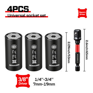 Geinxurn Universal Socket Set CR-V Steel Honeycomb Design Fits All Shapes & Sizes Portable Repair Tool Kit for Repair