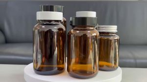 5Pcs 60ml Amber Glass Bottle Screw Cap Light Shielded Sealed Wide Mouth Tablet Dispensing Bottle