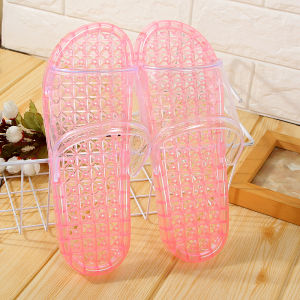 Bathroom Crystal Hollow Anti-slip Plastic Home Slippers Men Women Summer Indoor Drainage Massage Slippers Couple Sandals
