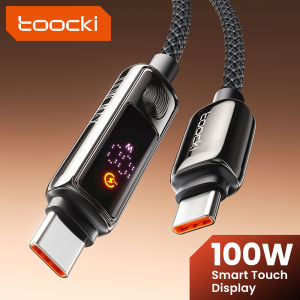 Toocki 100W USB C Cable Super Fast Charging 2.0 for Samsung Zinc Alloy PD3.0 Smart Touch Power Display Type C Wire for iPhone 16