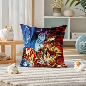 Bandai | Demon Slayer Daki Gyutaro Anime Plush Pillow Cover Soft Short Plush Cushion Cover For Sofa Bedroom Home Decor Gift Decoration