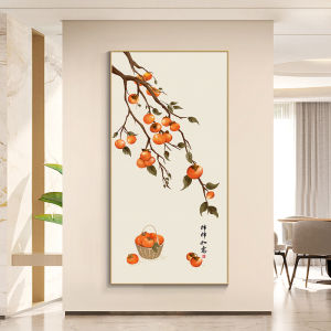 New Chinese Style Entrance Hall Decorative Painting Pomegranate Good Luck Wall Art for Hallways Staircases Metal Framed