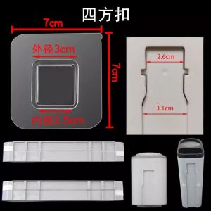 Powerful Adhesive Hook Kitchen Storage Rack Traceless Sticky Patch No Drilling Soap Box Transparent Plastic Wall Mount