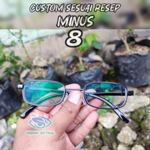 JTD 5003 - Kacamata Minus Kotak Kecil Bahan Titanium Super Premium Castem Ukuran Seusai Resep -8 -7 -6 -5 -4 -3 -2 -1