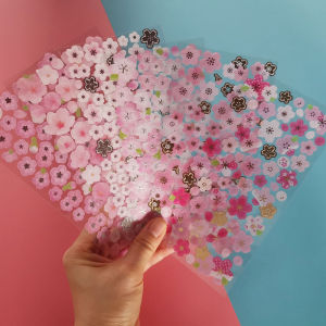 Sakura Floral Stickers Waterproof Self Adhesive for Glass Milk Bottle Mobile Phone Case Decoration Cute Heat Resistant Water Bottle Decals
