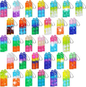Mini Pop Keychain Fidget Toys Anxiety Stress Relieve Sensory Pendant Office Desk for Classroom Prizes Kids Adults Party Gifts
