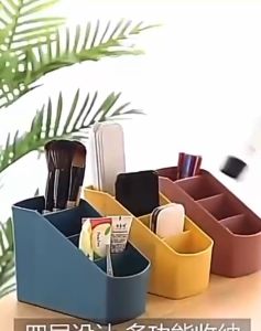 Rak Meja Kantor Mini 4 Sekat: Aksesories Rak Organizer & Tempat Penyimpanan Alat Tulis Serbaguna