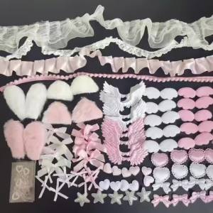 Bộ 102 Món Ruy Băng Viền Ren Bộ Dụng Cụ Làm Đồ Thủ Công Tự Làm Đôi Cánh Thiên Thần Sang Trọng Tai Thỏ Nơ Trái Tim Ngôi Sao Năm Cánh Thủ Công Chất Liệu Combo