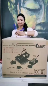 6 In 1 Combo Heat Press Machine Flatbed Cap Plate Mug(T-Shirt Press/Mug Press/Plate Press/Cap Press)