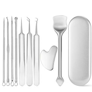 7/10Pcs Pore Prep Tool Skin Scraping Acne Treatment Kit Blackhead Removal Cleansing Comedone Pimple Extractor Spoon Face Care