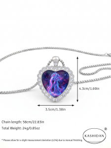 Fashion Stainless Steel Zodiac Necklace for Women Silver Color Aquarius Heart Pendant Box Chain