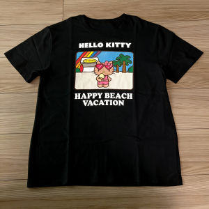 Sanrio | 2026 Summer Hello Kitty Beach Vacation Style Pure Cotton Printed Oversized Loose T-shirt for Adults Children and Parents