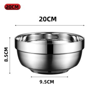 Thickened Stainless Steel 304 Food Grade Double Layer Insulated Bowl Anti-Scalding Large Soup Bowl Home Use Children Safe Bowl