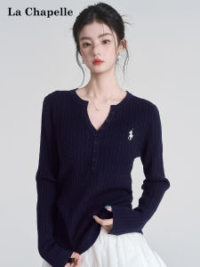 La Chapelle | Henry Collar Embroidered Fitted Sweater