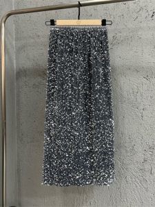 Korean Style Lazy Style High Waist Velvet Sequin Straight-leg Skirt Womens 2024 Spring & Fall New Arrival High Slim Looking Casual Skirt