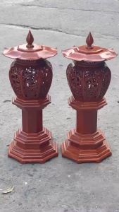 Cặp đèn chữ thọ cặp đèn gỗ trạm khắc họa tiết tinh sao gỗ hương cao 71cm 81cm