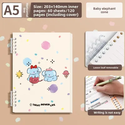 Simple Cute Cartoon Loose-Leaf Notebook Super Thick Ink-Proof Index Page Students Waterproof Cover Stationery journal binder
