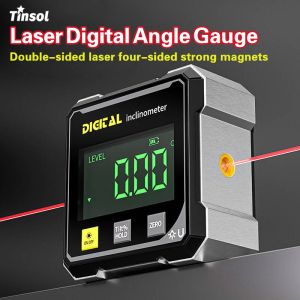 Four-Sided Magnetic-Attachment Electronic Inclinometer with Digital Display Portable High-Precision Laser Level for Woodworking