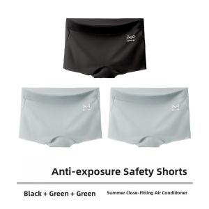 Miiow | MiiOW Ice Silk Safety Pants Womens Seamless Underwear Briefs 2-in-1 2025 New Style Youth Mid Waist Cotton Lycra Blend Shorts