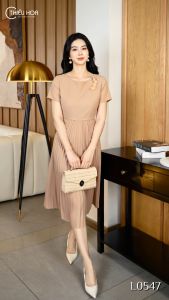 Đầm thiết kế nhẹ nhàng chất liệu cotton lạnh Hàn Quốc DD4L0547 Thời trang Thiều Hoa