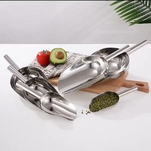 Thickened Stainless Steel Ice Shovel 8/9/10/11 Inch Flat Bottom Shovel Ice Cube Shovel Sugar Shovel Tea Shovel Rice Shovel Flour Grain Multi-purpose Shovel Food Shovel Kitchen Tools
