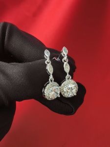 Diamcity  (Free Gra Certificate) Anting Panjang Berumbai Platinum Moissanite Perhiasan Baru Wanita