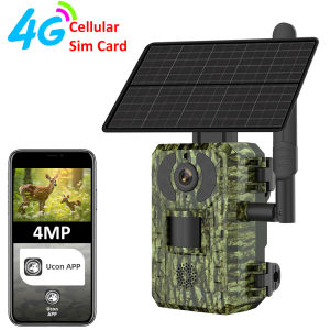 EU 4G Cellular 4MP 2K Battery Solar PIR Motion Activated Wildlife Hunting Trail Camera IP65 Outdoor Night Vision No Red Exposure