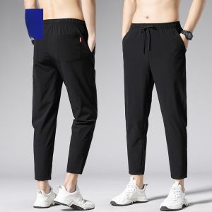 Quần dài nam mùa hè Lormen Ice Silk rộng rãi thẳng co giãn nhanh khô thể thao quần dài 9 feet quần dài thường ngày