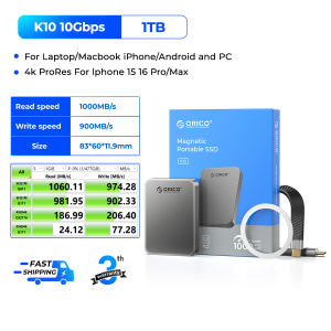 ORICO 1TB Magnetic SSD PD100W Charging 4K ProRes HDR 1000MB/s USB 3.2 Portable External Drive for iPhone 16/15 Laptops