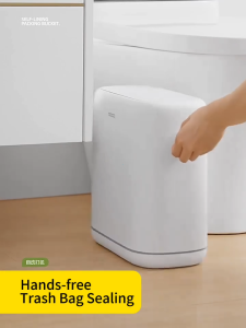 Ecoco Narrow Slim Trash Can Minimalist for Bathroom Kitchen Trash Bin with Lid Gift 15pcs Trash Bags