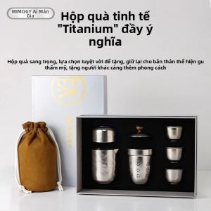 IMOGY | Bộ Đồ Trà Titanium Tiện Lợi Dã Ngoại Bao Gồm Ấm và Cốc