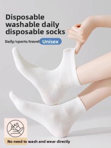 MONLEYTA | Pure Cotton Disposable Socks Mens Anti-Odor Daily Throwaway Lazy Persons Socks Spring Summer New Style Single Pack Of 100