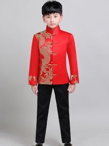 ชุดการแสดงเด็กสไตล์โบราณ ชุดกี่เพ้าชาย ชุดเจ้าหญิง ชุดราตรีสีแดง ชุดการแสดงผู้ดำเนินการปีใหม่ ชุดการแสดงเด็ก ชุดการแสดงเด็ก