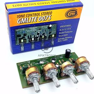 Pengendali Tonasi Audio: Kit Tone Control Stereo GMLITE 007S 12 Volt Stereo 4 Potensiometer Volume Balance Bass Treble