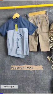 Setelan Kemeja Anak Laki-Laki Keren Usia 0-12 Tahun Kemeja Kombinasi Plus Celana Chinos