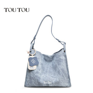 TOUTOU | Túi Xách Tote Dung Lượng Lớn Mới Thời Trang Màu Jeans Xanh