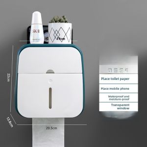 Bathroom Wall-Mounted Waterproof Tissue Box Toilet Paper Holder No Drilling Required Paper Towel Storage Rack Nordic Style
