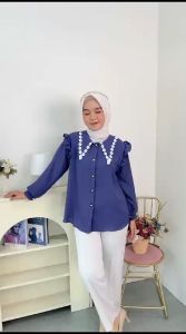 KEMEJA BLOUSE WANITA KEKINIAN ATASAM PEREMPUAN TERBARU MIX RENDA
