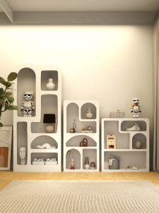 Modern Minimalist Living Room Sofa Side Display Cabinet Storage Shelf Decorative Cave Entrance Hall Bookcase Non-Adjustable Shelf